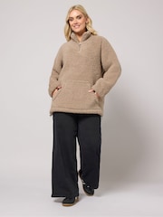 Yours Curve Brown Sherpa Borg Jacket - Image 2 of 5