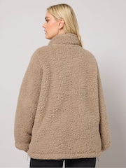 Yours Curve Brown Sherpa Borg Jacket - Image 3 of 5