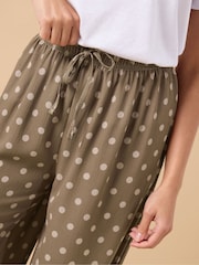 PixieGirl Petite Brown Bubble Crepe Wide Leg Trousers - Image 4 of 5
