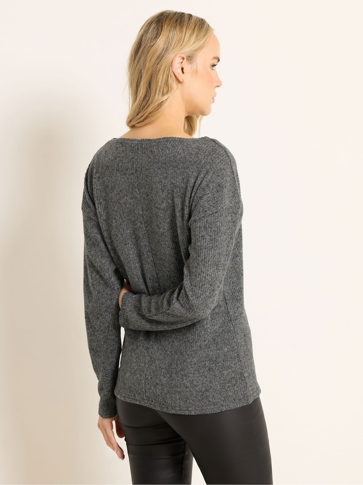 Long Tall Sally Blue Ribbed Batwing Top - Image 2 of 5 Long Tall Sally Blue Ribbed Batwing Top - Image 2 of 5