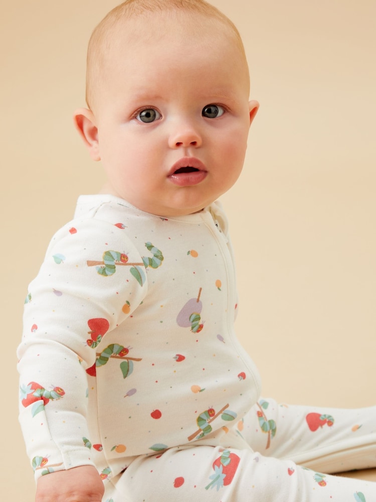 MORI Cream Supersoft Very Hungry Caterpillar Two Way Zip Sleepsuit - Image 1 of 4