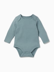 أزرق - MORI Supersoft Ribbed Stretch Long Sleeve Envelope Neckline Bodysuit - صورة 2 من 3