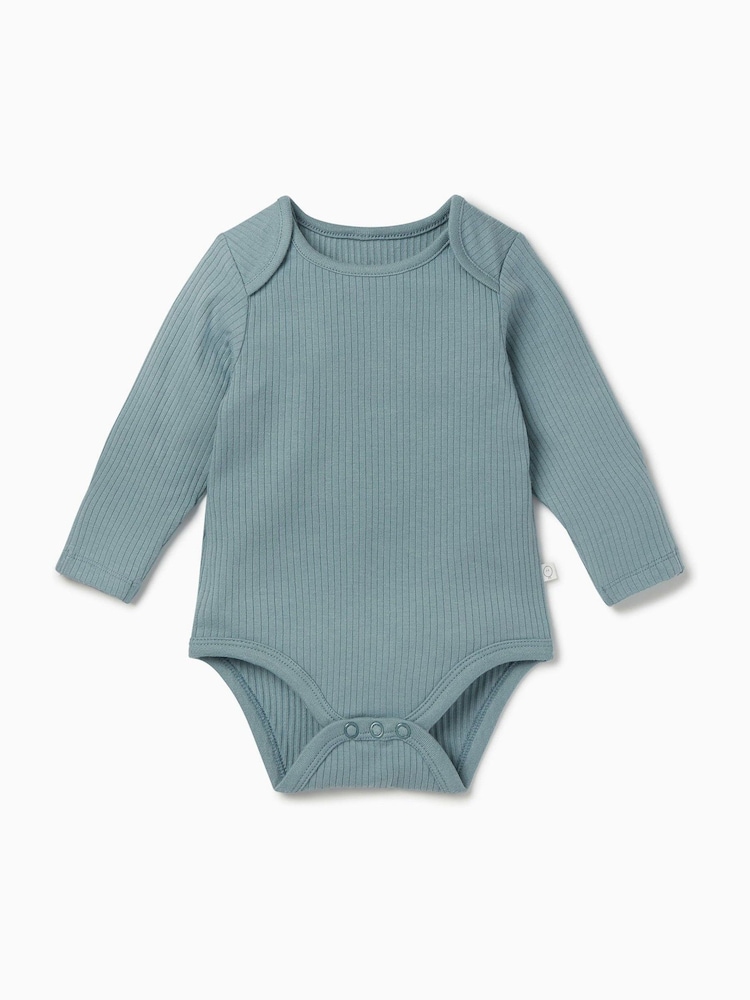 أزرق - MORI Supersoft Ribbed Stretch Long Sleeve Envelope Neckline Bodysuit - صورة 2 من 3 أزرق - MORI Supersoft Ribbed Stretch Long Sleeve Envelope Neckline Bodysuit - صورة 2 من 3