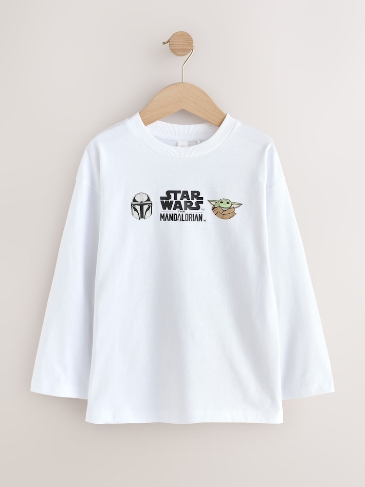 White Mandalorian Long Sleeve T-Shirt (3-16yrs) - Image 1 of 4