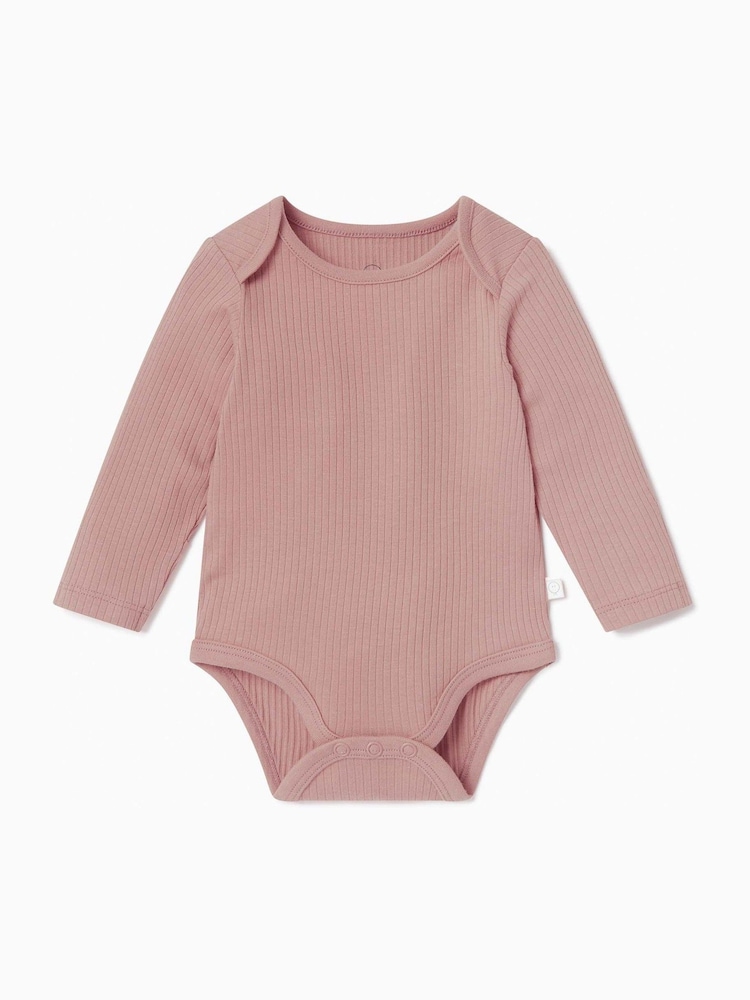 وردي - MORI Supersoft Ribbed Stretch Long Sleeve Envelope Neckline Bodysuit - صورة 2 من 2