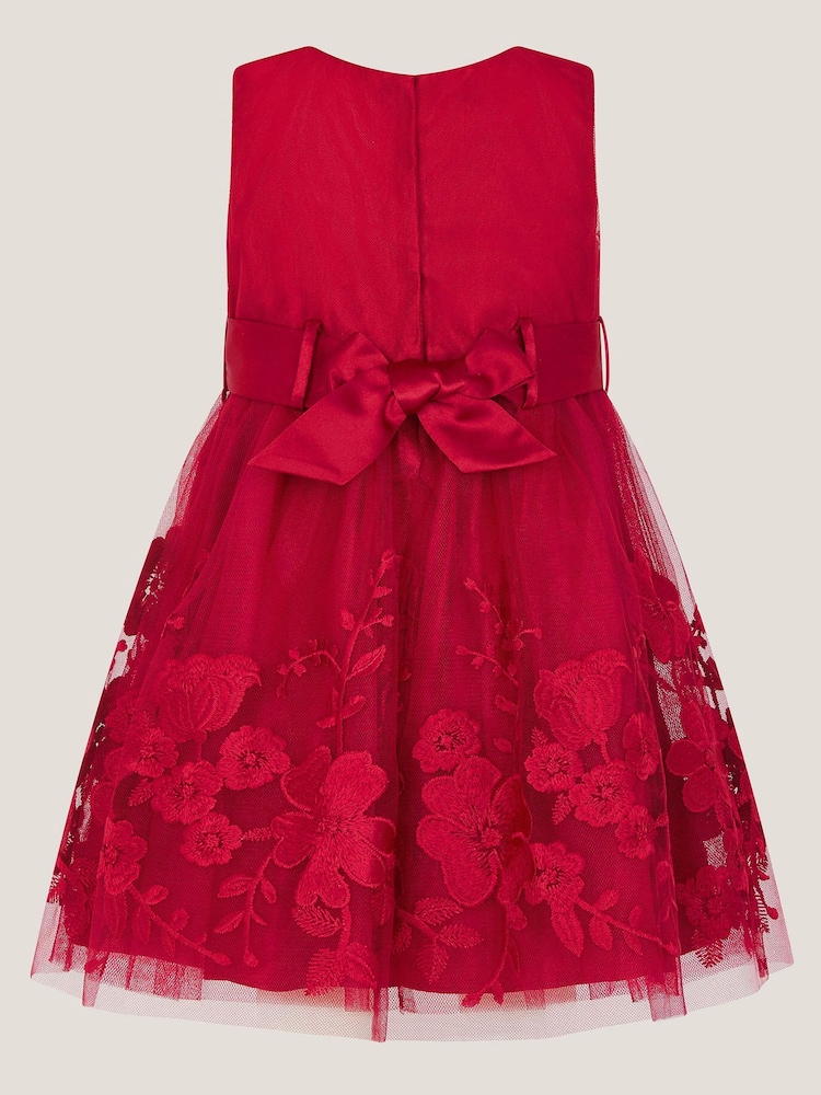 Monsoon Red Baby Alicia Embroidered Lace Dress - Image 2 of 3 Monsoon Red Baby Alicia Embroidered Lace Dress - Image 2 of 3