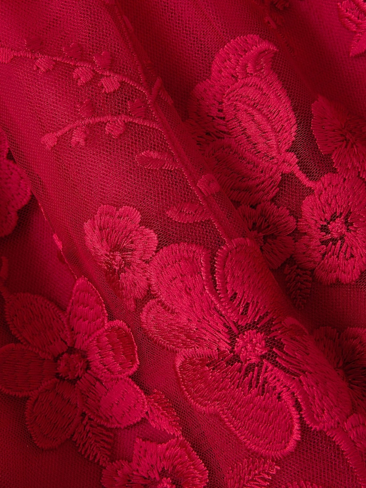 Monsoon Red Baby Alicia Embroidered Lace Dress - Image 3 of 3 Monsoon Red Baby Alicia Embroidered Lace Dress - Image 3 of 3