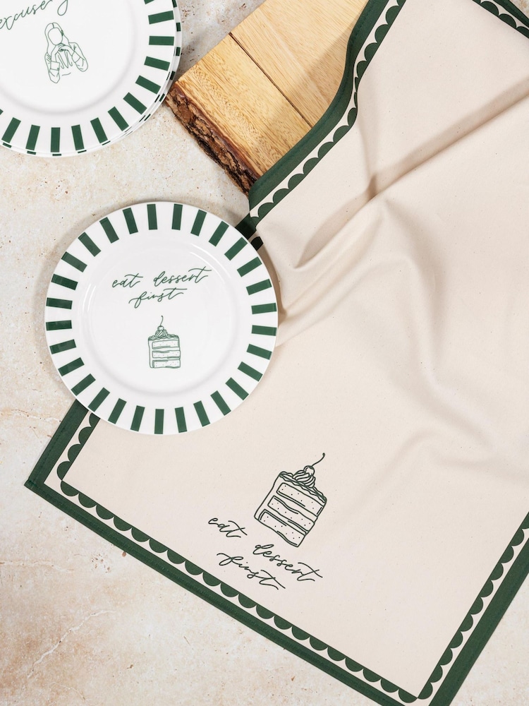 Avalon Home Green Eat Dessert First Tea Towel - Image 2 of 6 Avalon Home Green Eat Dessert First Tea Towel - Image 2 of 6