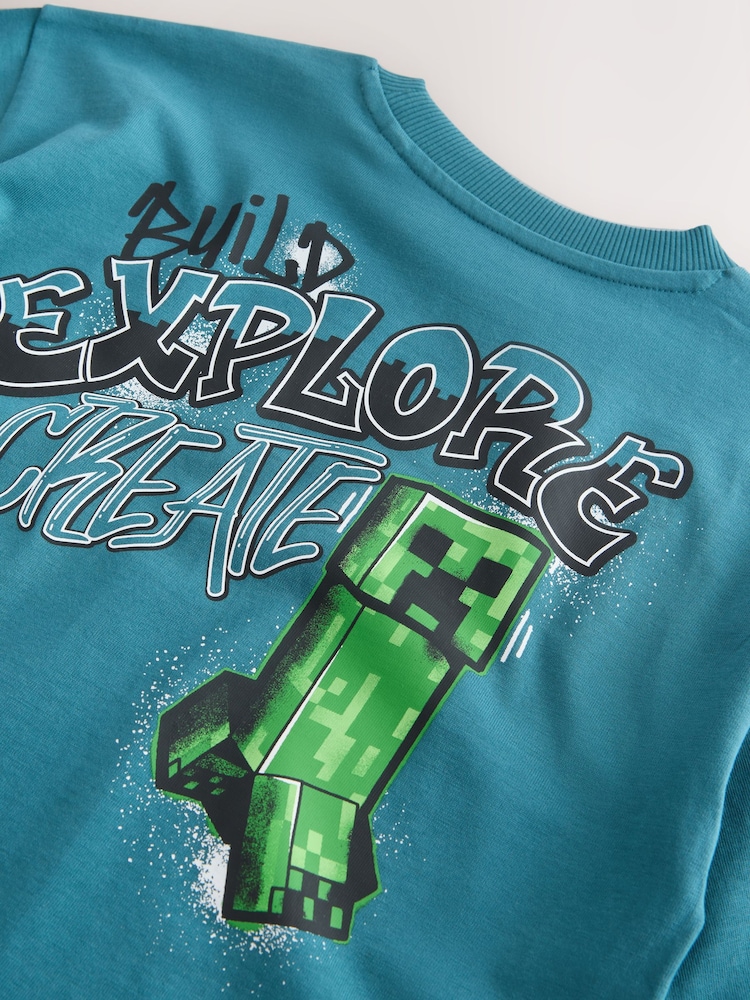 Teal Blue Long Sleeve Minecraft T-Shirt (3-16yrs) - Image 10 of 10