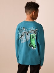 Teal Blue Long Sleeve Minecraft T-Shirt (3-16yrs) - Image 2 of 10