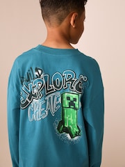 Teal Blue Long Sleeve Minecraft T-Shirt (3-16yrs) - Image 3 of 10