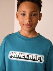 Teal Blue Long Sleeve Minecraft T-Shirt (3-16yrs) - Image 5 of 10