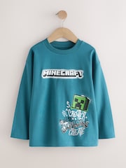 Teal Blue Long Sleeve Minecraft T-Shirt (3-16yrs) - Image 6 of 10