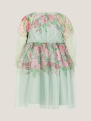 Monsoon Green Baby Nadia Long Sleeve Rose Party Dress - Image 2 of 3