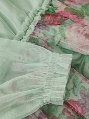 Monsoon Green Baby Nadia Long Sleeve Rose Party Dress - Image 3 of 3
