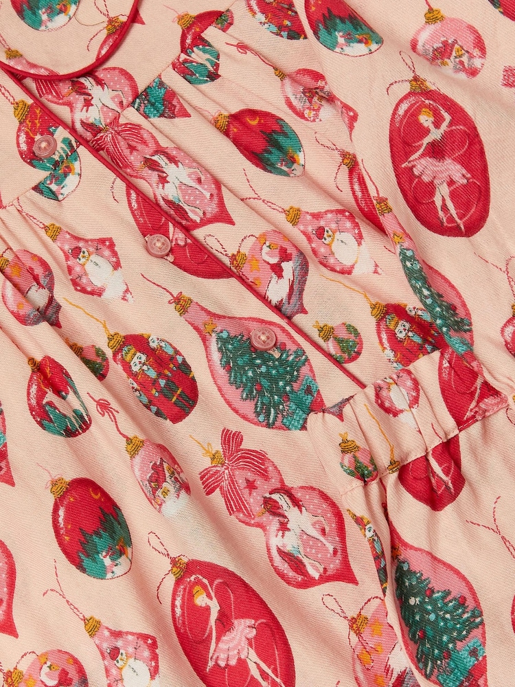 Monsoon Pink Christmas Bauble Print Long Pyjamas Set - Image 5 of 5 Monsoon Pink Christmas Bauble Print Long Pyjamas Set - Image 5 of 5