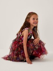 Monsoon Red Christina Floral Tiered Party Dress - Image 1 of 4