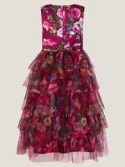 Monsoon Red Christina Floral Tiered Party Dress - Image 3 of 4