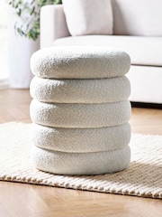Julian Bowen Beige Boucle Hailey Upholstered Storage Stool - Image 1 of 6