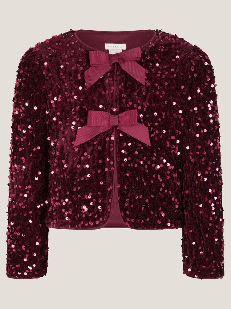 Monsoon Velvet Sequin Bow Jacket - Bild 2 von 4