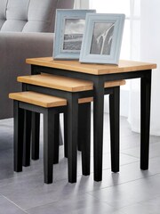 Julian Bowen Black and Oak Cleo Nest of Table - Image 1 of 6