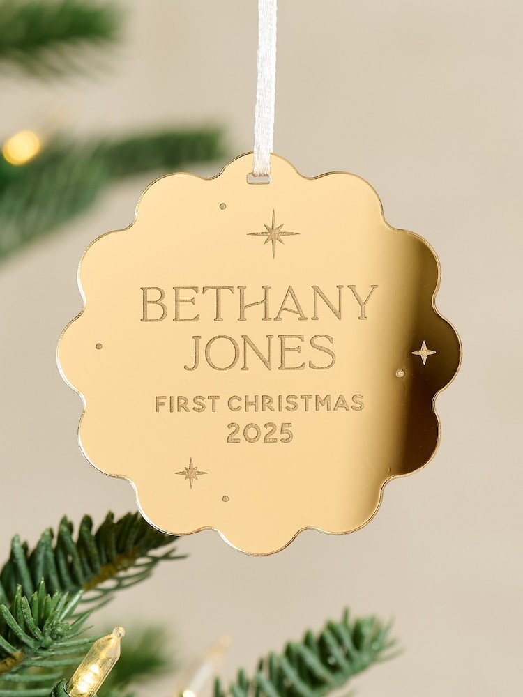 Personalised Metallic First Christmas Decoration by No Ordinary Gift - Image 2 of 3 Personalised Metallic First Christmas Decoration by No Ordinary Gift - Image 2 of 3