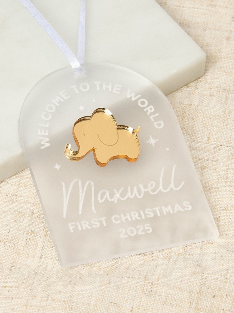 First Christmas Decoration with Metallic Elephant by No Ordinary Gift - Image 1 of 3