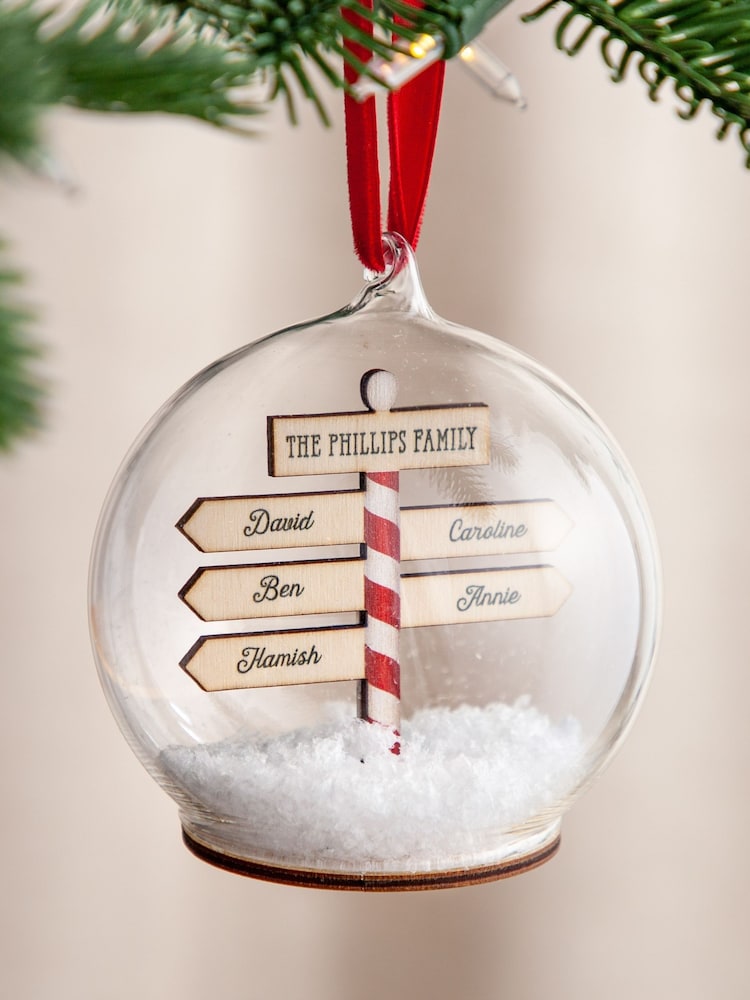 Personalised Family Christmas Signpost Bauble by No Ordinary Gift - Image 1 of 2