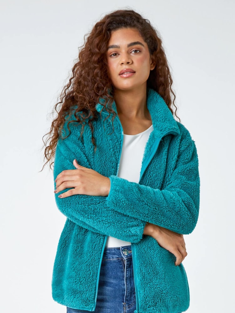 Roman Green Soft Sherpa Fleece Jacket - Image 1 of 5 Roman Green Soft Sherpa Fleece Jacket - Image 1 of 5