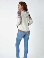 Roman White Nordic Print Hooded Jumper - Image 3 of 5