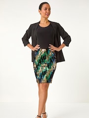 Roman Green Velvet Sequin Detail Pencil Skirt - Image 5 of 5