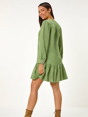 Roman Green Corduroy Button Detail A-Line Dress - Image 4 of 5