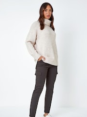 Roman Grey Cotton Blend Cargo Stretch Denim Leggings - Image 4 of 5