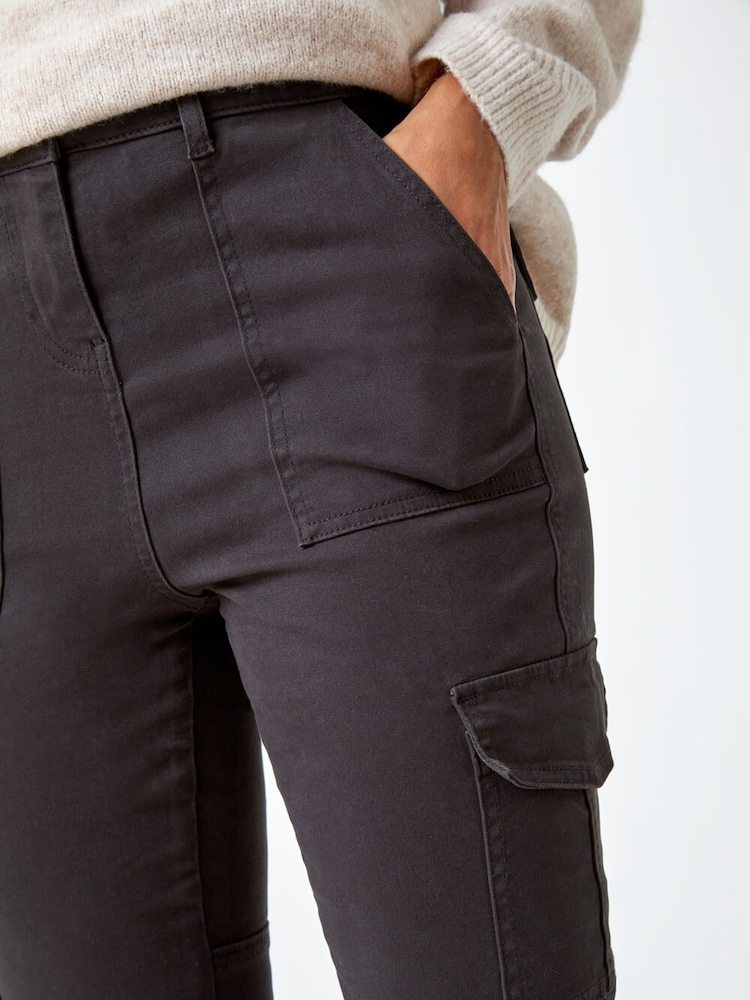Roman Grey Cotton Blend Cargo Stretch Denim Leggings - Image 5 of 5