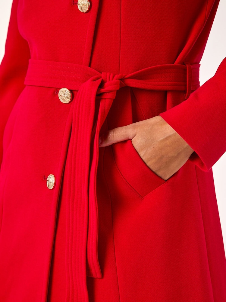 Roman Red Funnel Neck Buttoned Coat - Image 6 of 6 Roman Red Funnel Neck Buttoned Coat - Image 6 of 6