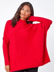 Roman Red High Neck Longline Knit Jumper - Image 1 of 5