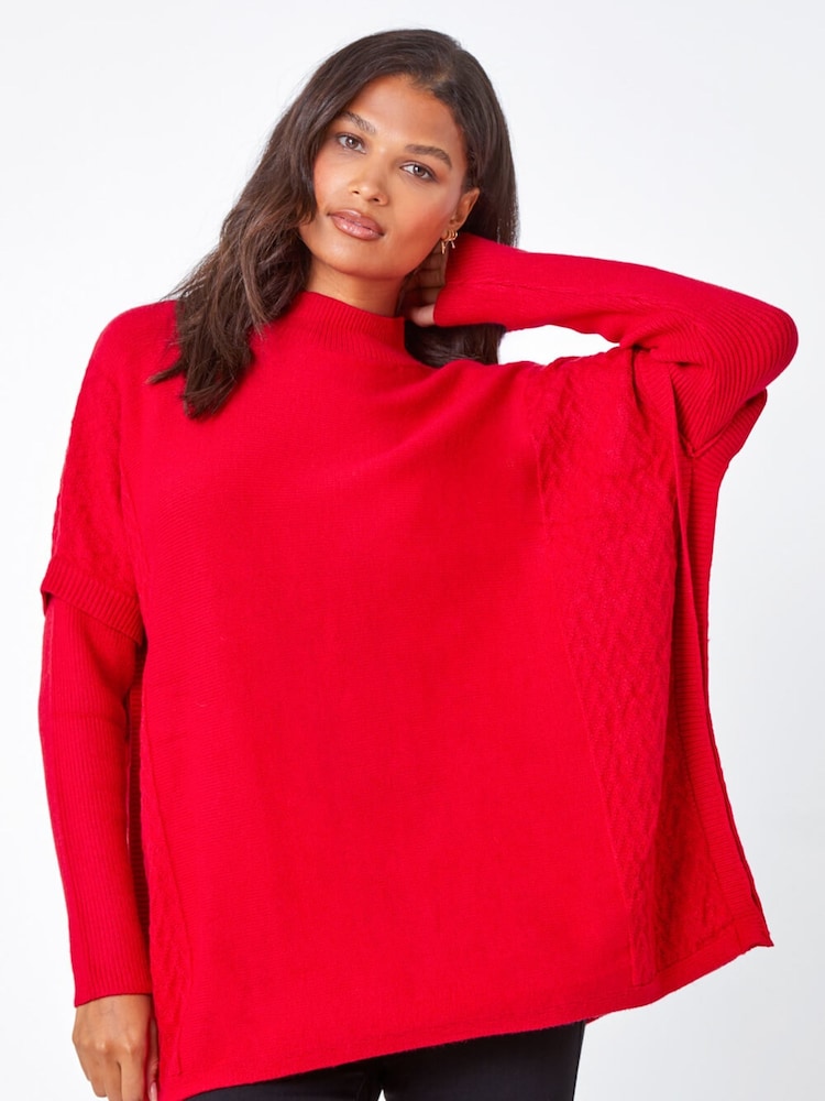 Roman Red High Neck Longline Knit Jumper - Image 1 of 5