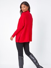 Roman Red High Neck Longline Knit Jumper - Image 2 of 5