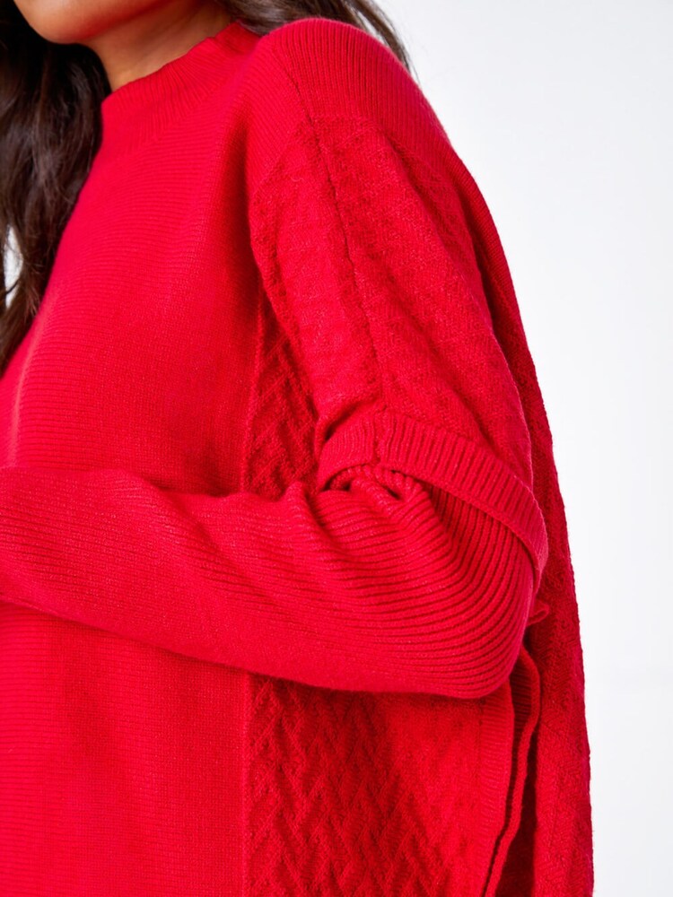 Roman Red High Neck Longline Knit Jumper - Image 5 of 5