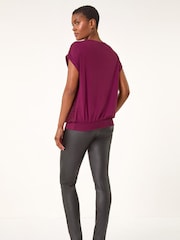 Roman Red Lace Front Stretch Jersey Blouse - Image 3 of 4