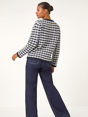 Roman Black Houndstooth Button Cardigan - Image 2 of 4