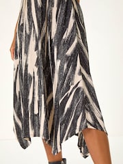 Roman Grey Ribbon Print Hanky Hem Midi Dress - Image 4 of 4