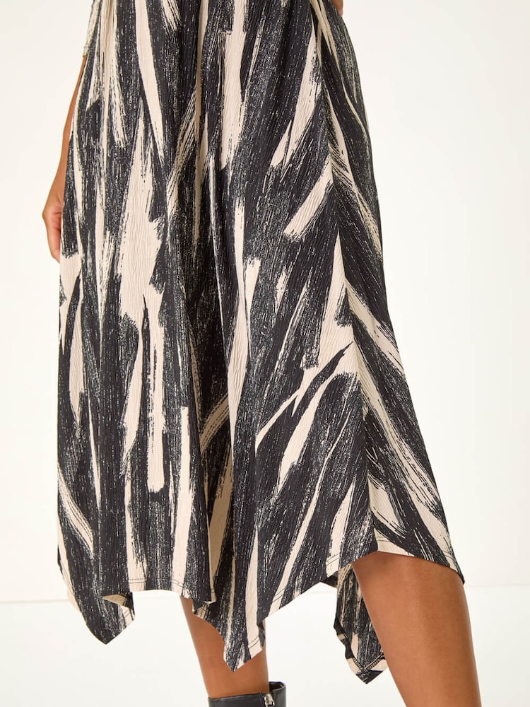 Roman Grey Ribbon Print Hanky Hem Midi Dress - Image 4 of 4
