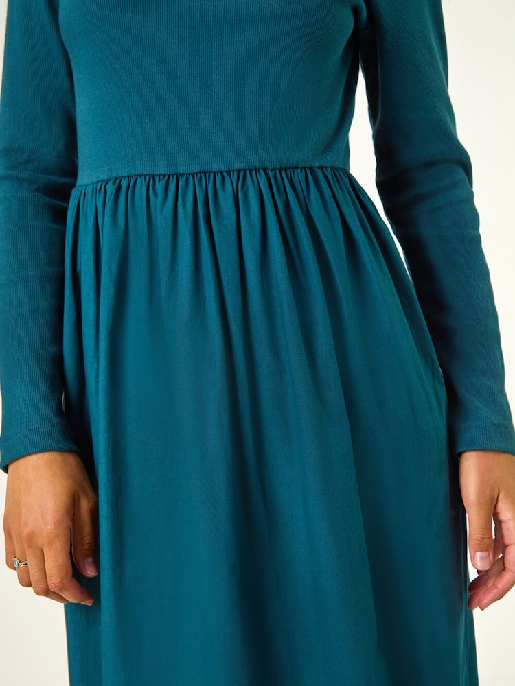 Roman de malha de algodão Stretch Midi Dress - Imagem 5 de 5