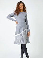Roman Grey Ribbed Stretch Knit Dress - Image 1 of 5