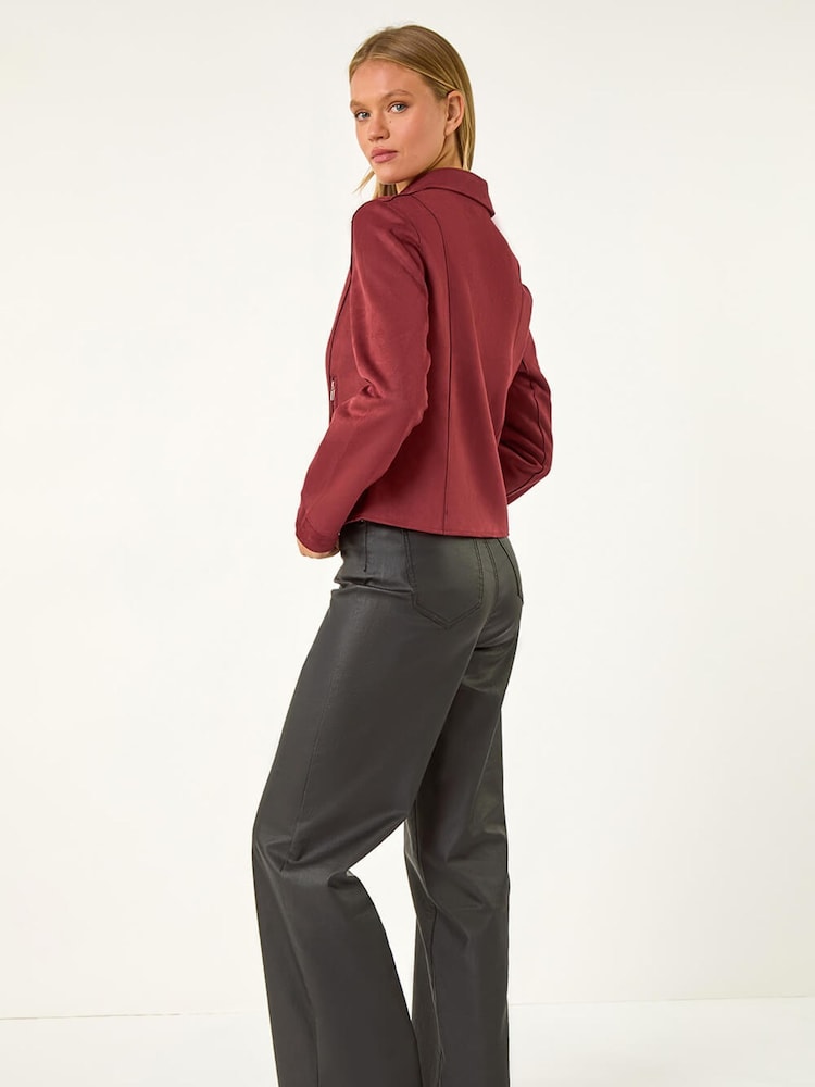 Roman Red Faux Suede Biker Jacket - Image 6 of 6