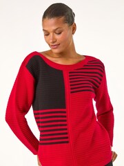 Roman Red Stripe Colour Block Jumper - Image 1 of 5