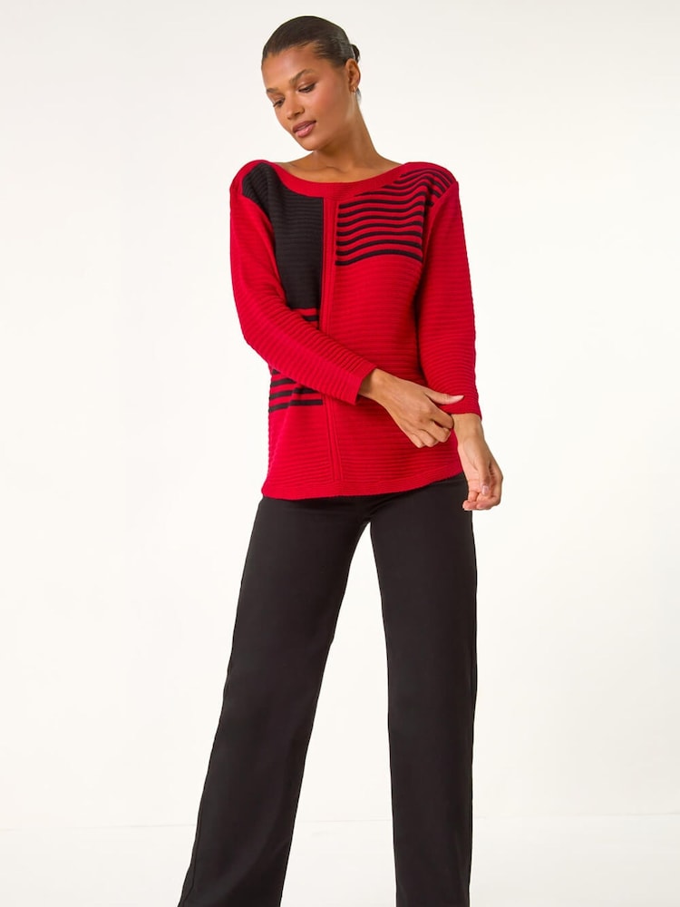 Roman Red Stripe Colour Block Jumper - Image 2 of 5