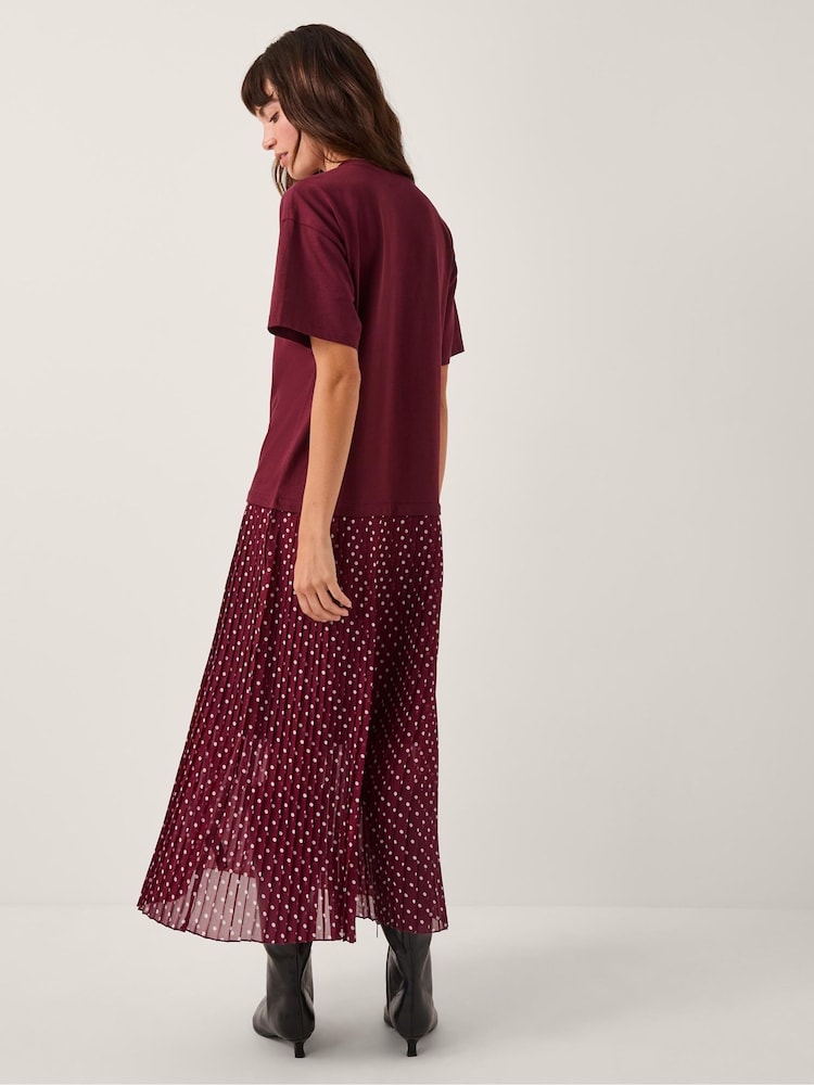 Monsoon Red Senya Polka Dot Midi T-Shirt Dress - Image 2 of 5