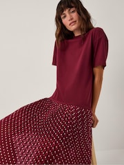 Monsoon Red Senya Polka Dot Midi T-Shirt Dress - Image 5 of 5